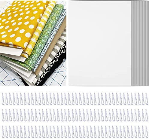 30 Stück dicke Comic-Buchtafeln und 120 Stück transparente U-förmige Kunststoff-Krokodilklemmen, Dicke 1 mm, Stoff-Organizer-Platten zum Falten und Aufbewahren von Stoff, 19,1 x 27,6 cm (7,5 x 10,6