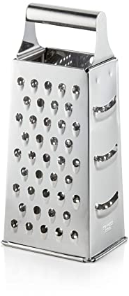 WAS Germany Square Grater - Ideal for Parmesan or Vegetables - Grater with 4 Different Grating Surfaces - Made of Stainless Steel - 10 x 7.3 x 19.2 cm, 24 cm Height with Handle