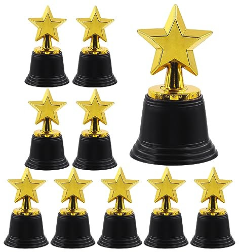 Keadic Star Gold Award Trophäen, 11,4 cm, Kunststoff, goldene Teilnahme-Trophäe für Requisiten, Fußball, Baseball, Party, Gastgeschenke, Schulgewinnpreise, Wettbewerbe, 10 Stück