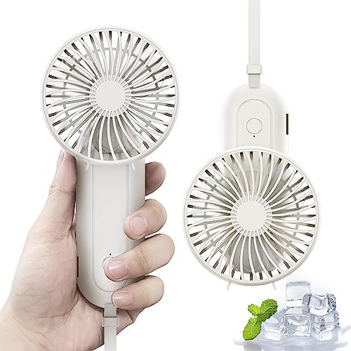 APPFUSHI Handventilator Mini Ventilator Tragbarer Wiederaufladbar USB Ventilator mit Powerbank, 4 Geschwindigkeiten, Kleiner Taschenventilator-Cremeweiß