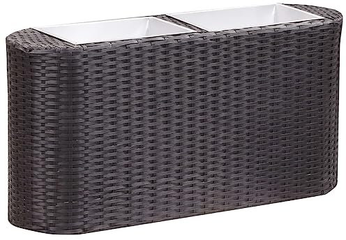 Hochbeet Garten 80x25x40cm Polyrattan schwarz Artikelfarbe Schwarz