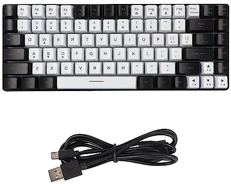 Cuifati Mechanische Gaming-Tastatur, RGB-Hintergrundbeleuchtung, 84 Tasten, 80% Layout, Typ C, Ergonomisch Gebogene, Leise, Kabelgebundene Tastatur für Win 98 für Win XP für Win10 8 7