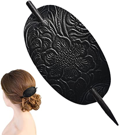 Haarspange aus Leder - Kunstleder Haarspange Haargummi,Leder und Stick Hair Slide Haarnadeln Pferdeschwanzhalter Haarschmuck für Frauen Mädchen Facynde