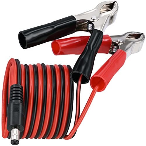 BENACES DC 5.5 2.1mm Battery Clamps Extension Cable, 5FT 16AWG 12V DC Battery Alligator Clips DC Connector Male to Battery Clamp-on Car Charger Power Supply Adapter Cord