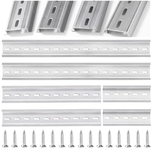 VooGenzek 6 Pièces 3 Types Rail DIN en Aluminium, Rail DIN Montage en Forme de U, avec 16 Pièces Vis, pour Série de Bornes Sur Rail DIN et Contacteur, 100/200 / 300 mm