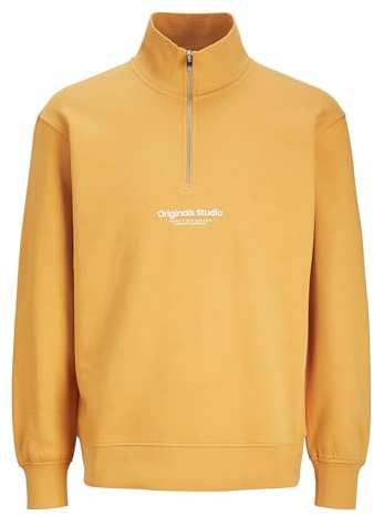 JACK & JONES Men's Jorvesterbro Sweat Quarter Zip Hn Noos Sweatshirt, Honey Yellow, S