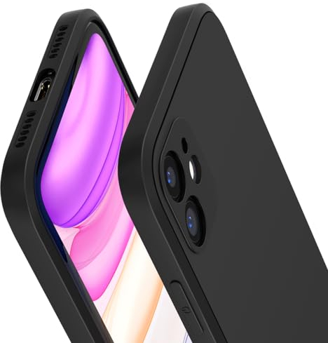 Garegce für iPhone 11 Hülle Silikon Handyhülle Stoßfeste Kratzfest Schutzhülle Ultra Dünn mit Weichem Mikrofaser, TPU Anti Gelb Case- 6,1 Zoll - Schwarz