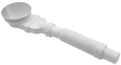 Dooleewee extraflache Ablaufgarnitur Siphon Ablauf mit integriertem Haarsieb | Abdeckhaube in Chrom | passend zu Ø 90mm Ablaufloch der Duschwanne