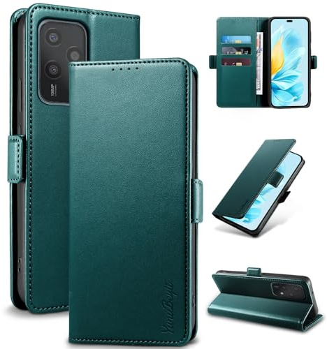 Yunubeyii Cover Libro per Honor 200 Lite,Verde | Blocco RFID,Luxury PU Pelle,Portafoglio,Card Holder,Magnetic Phone Custodia,Kickstand,Protettiva,Antiurto