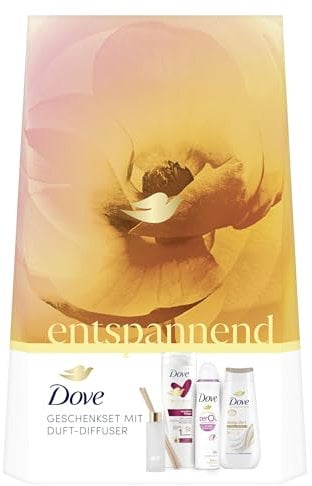 Dove Geschenkset Entspannend mit Duschcreme, Deodorant, Body Lotion und Duft-Diffuser (225 ml + 150 ml + 400 ml)