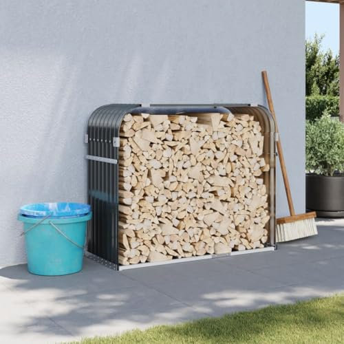 IKAYAA Kaminholzregal Aussen Metall Kaminholzhalter XXL Brennholzregal Außen Feuerholzregal Kaminholzständer Brennholz Garten Kaminholzlager Holzhalter aus Stahl in Anthrazit 120 x 45 x 100 cm