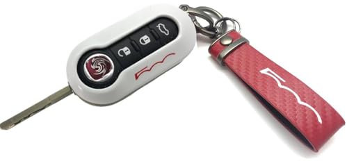 Nordecco Coque de clé brillante compatible avec Fiat 500C 500-500L Abarth Grande Punto Brava Panda Stilo Linea (porte-clés rouge, blanc – rouge)