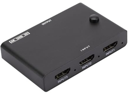 Angoily 4k 30hz Digital Video Umschalter 3 in 1 mit Verlustfreier Umschaltung und Abs Gehäuse für Tv und Tv Stab