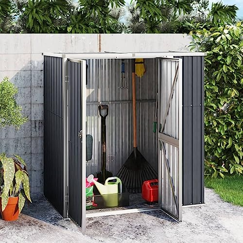 Geräteschuppen Gerätehäuser Gartenschuppen Gartenhütte Gartengerätehaus Garten Schuppen Geräteschuppen, Anthrazit 161x89x161 cm Verzinkter Stahl