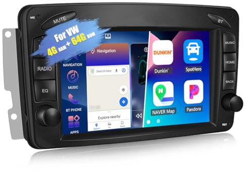 4G+64G CAMECHO Android 13 Autoradio mit Navi für Mercedes Benz C CLK G Klasse W203 W209 W463 Viano Vito W639,Doppel Din Radio mit 7 Zoll Touchscreen Mirror Link RDS/FM Bluetooth 5.0+DSP