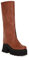 Rock88 Stivali Alti Fino al Ginocchio con Plateau da Donna,Stivali Slip-on con Tacco Spesso,Stivali Alti per Concerti e Feste,Brown,35