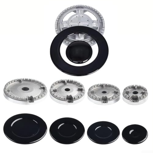 Feeshoppher Gas Burner Crown and Flame Cap Kits Metal Gas Oven Stove Cap Kits Oven Cooker Hob Gas Burner Sets for Stoves Crown Flame Cover Replacement Part(Concave)