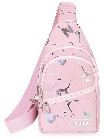 Long Keeper Schultertasche für Damen und Herren, wasserdicht, Tagesrucksack, kleiner Rucksack für Reisen, Wandern, Laufen, Sport, Pinkfarbene Buchstaben