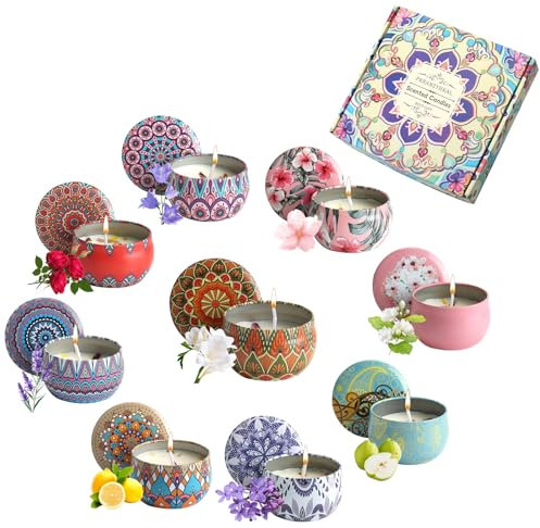 9er Duftkerzen Set für Frauen - 100% Sojawachs Geschenkset mit 180h Brenndauer - Perfekt für Geburtstagsgeschenke