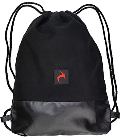 Red Rab hochwertiger Stoff Turnbeutel in schwarz – 45 x 34 cm – Sportbeutel mit Kordelzug für Damen & Herren – idealer Festival Rucksack, Stoffbeutel & Kordelzugbeutel als Gym Bag