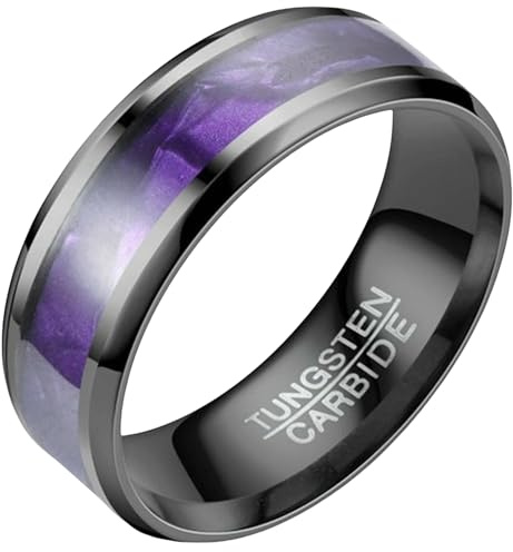 Jpltlvy Schwarz Titan Stahl Paar Ringe Lila Akzent Matte Textur Minimalistischer Schmuck Unisex Alltag Passende Geschenkset