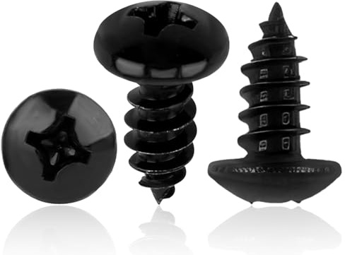 Lot de 50 vis à bois autotaraudeuses M5 x 12 mm en acier au carbone avec tête ronde, plaquées zinc noir, idéales pour les projets de meubles et de bricolage