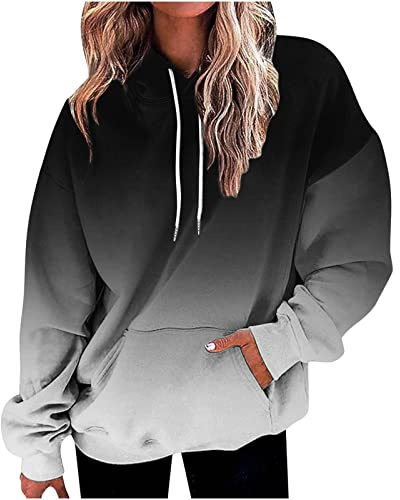 Qixiu Sweat Femme,Sweat a Capuche Femme,Casual Pocket Hoodie Chic Manches Longues Sweatshirt Oversize Mode Corde Pullover Hoodie Haut Vetement