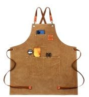 Rieoany Canvas Schürze, Strapazierfähige Arbeitsschürze mit Verstellbaren Trägern und 3 Taschen, Geeignet für Köche, Kellner und Künstler, Unisex, Khaki