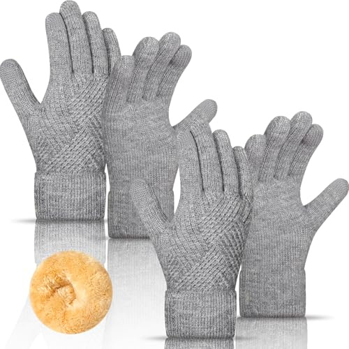 Rosoz Warme Winterhandschuhe für Damen, verbesserte, weiche, thermisch gefütterte Touchscreen-Handschuhe für kaltes Wetter (grau+grau)