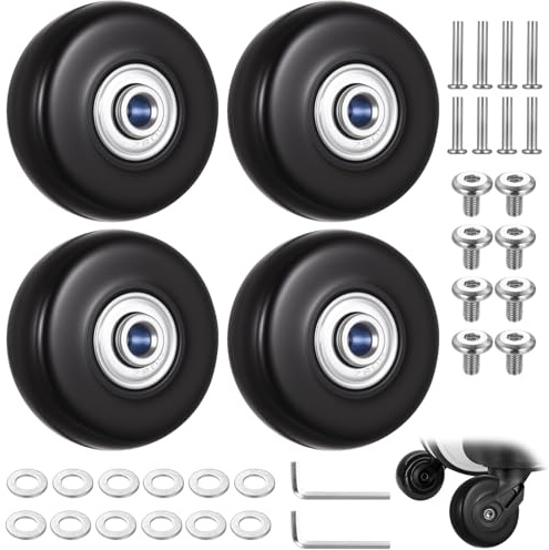 But the Cow 4 Stück Kofferrollen Ersatzrollen, 50x18mm, Gummi | Ersatz Wheels für Gepäck, Für Koffer Trolleys