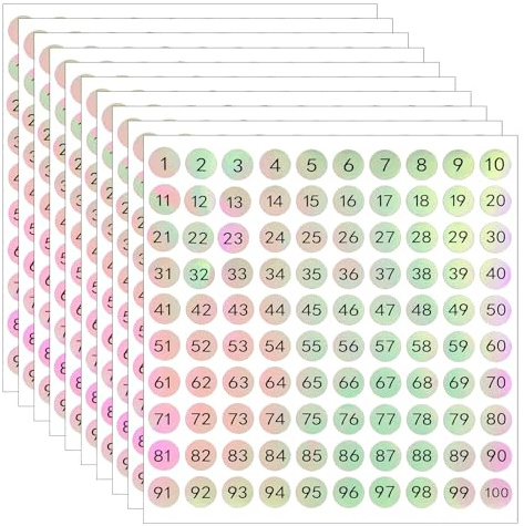 10 Stück 1-100 Zahlen Sticker,Mabor Selbstklebend Sticker Klebezahlen Wasserfest Zahlen Aufkleber für Sortieren von Gegenständen Regalen Schließfächern(10mm)
