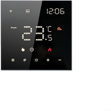 URPIZY Smart Wlan Thermostat, Programmierbares WLAN-Thermostat Mit Touchdisplay, Tuya-kompatibel Für Heizung Und Kühlung Per App/Sprachsteuerung(Black Water/Gas)