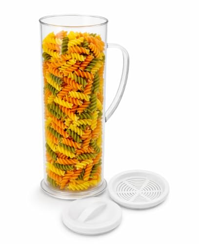 Express Pasta Cooker 1.75L, Tall Thermal Cooking Jug with Draining Lid, Quick Cook No-Stove Pasta Maker, 31.5 x 10.5 cm, Easy-Pour Strainer Pot for Pasta, Veg & Hot Dogs