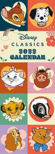 Disney Classics Retro-Kalender 2022 – Monatsansicht, schmaler Wandkalender 15 cm x 42 cm – Offizielles Lizenzprodukt