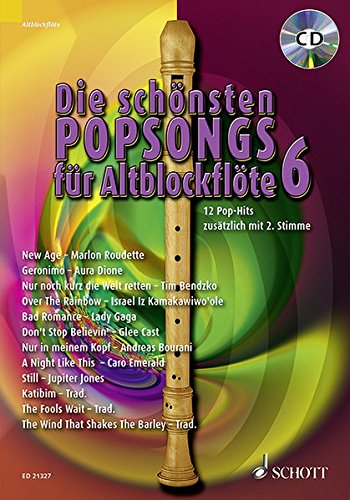 Die schönsten Popsongs für Alt-Blockflöte: 12 Pop-Hits. Band 6. 1-2 Alt-Blockflöten. (Die schönsten Popsongs für Alt-Blockflöte, Band 6)