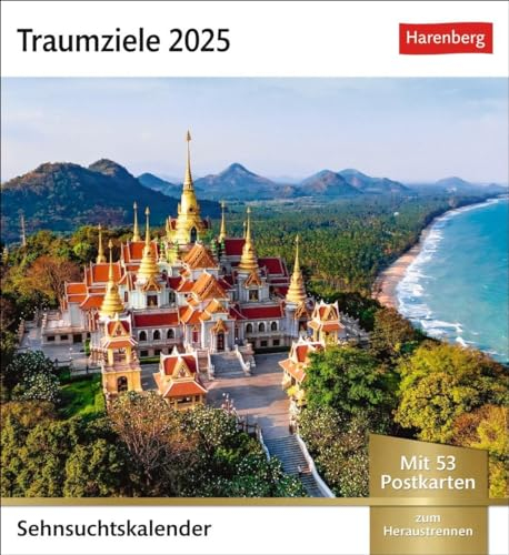 Traumziele Sehnsuchtskalender 2025 - Wochenkalender mit 53 Postkarten: Reise-Kalender mit 53 hochwertigen Postkarten der schönsten Reiseziele der ... 2025 (Sehnsuchtskalender Harenberg)