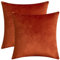 Rythome Set mit 2 bequemen Samt-Kissenbezügen, dekorativ, solide Dekokissen Zierkissen für Sofa, Couch und Bett, 40,6 x 40,6 cm, rostfarben