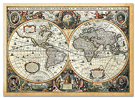 Giallobus - Gemälde - Nova Terrarum Orbis Weltkarte - Plexi-Acrylglas - 70x50 - Bereit zum Aufhängen - Moderne Gemälde für zu Hause