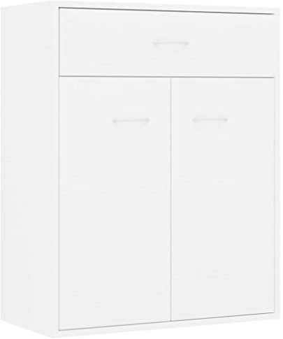 vidaXL Sideboard, Kommode mit viel Stauraum, Schrank mit 1 Schublade 2 Türen, Mehrzweckschrank Anrichte für Wohnzimmer, Modern, Weiß 60x30x75cm Holzwerkstoff