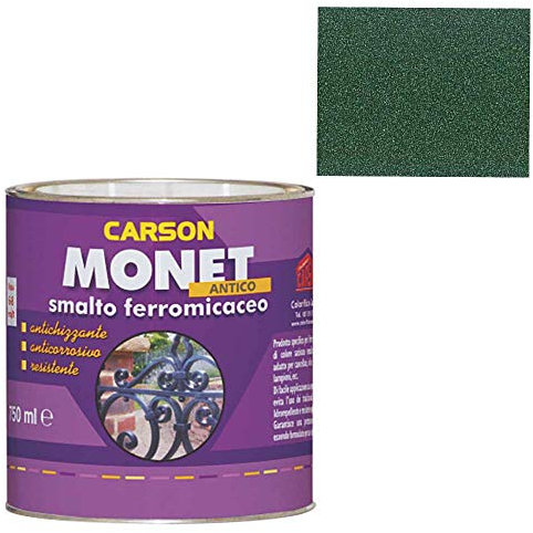 Colorificio Carson Monet Antico Smalto Ferromicaceo Anticorrosivo Antichizzante Vernice Specifico Per Ferro E Ferro Battuto Come Cancelli Ringhiere Recinsioni Lampioni (Ral 6005 Verde bottiglia)