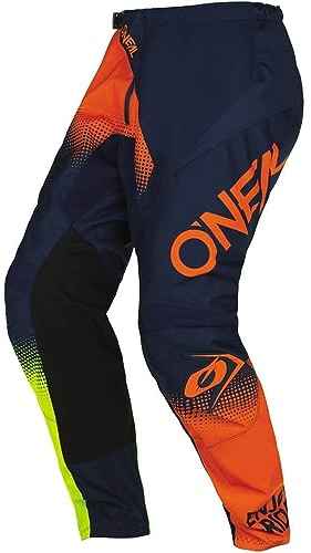 O'NEAL | Motocross-Hose | Enduro MX | Maximale Bewegungsfreiheit, Leichtes, Atmungsaktives und langlebiges Design | Pants Element Racewear V.22 | Erwachsene | Blau Orange Neon-Gelb | Größe 32/48
