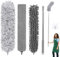 Fogray 5PCS Extendable Feather Duster, Bendable Microfiber Duster with Extra Long 100'' Telescopic Extension Pole and Soft Silicone Cap, Washable Duster for Cleaning Roof, High Ceiling Fan, Blinds
