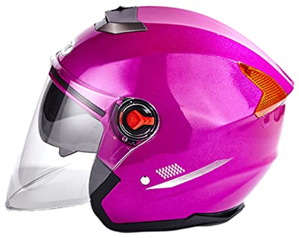 RYDZCLH Motorrad Roller Offenes Jet Helm Sturzhelm Damen Herren Scooter Moped Mofa-Helm Mopedhelm Vintage Pilot Biker Helmet Erwachsener DOT/ECE-Zertifizierung Retro Open Face Helmet,Lila