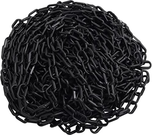 vidaXL Absperrkette Warnkette Sicherungskette Kette Kunststoffkette Sicherheitsabsperrung Plastikkette für Innen Außen Schwarz 30m Ø8mm Kunststoff