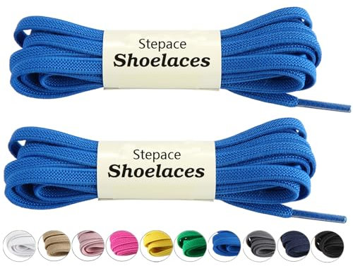 Stepace Lacci Elastici per Scarpe Piatti [2 Paia] Lacci per Scarpe da Sneakers e Scarpe da Corsa - Larghezza 6mm Blue 100
