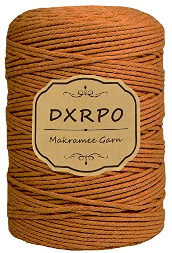 DXRPO Makramee Garn 3 mm x 300 m, Natürliches Makramee, Baumwollgarn Macrame Cord, Baumwollkordel Wird Verwendet Wandbehang, Makramee Blumenampel, DIY Handwerk Pflanze Aufhänger Boho Deko(Dunkelbraun)