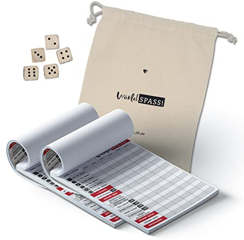 TOBJA Würfelspiel Block für Senioren DIN A5 - Extra große Schrift/Zahlen | Ersatzblöcke 2er Set Knobelblock | Seniorenspiele Spielblock (Set Blöcke in Beutel)