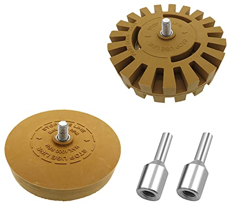 DAJASD 2 Stück Folienradierer, Ø100 mm & Ø88 mm Radierscheibe, Folienradierer Akkuschrauber, Folienradierer mit Adapter, Radierer Gummi Aufkleber Entferner von Folien und Aufklebern für Oder Auto