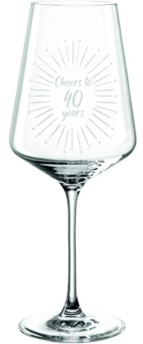 Leonardo Puccini Weinglas 560ml mit Gravur Cheers to 40 years - Geschenk 40. Geburtstag - Geschenkidde für runde Geburtstage, Hochzeit, Jubiläum, Jahrestag, Party – für Frauen, Männer (Weinglas 40)