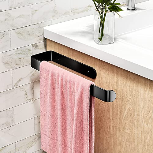 Uootach Portasciugamani da parete 29.5cm Porta Asciugamani Bagno Adesivo, Impermeabile e Antiruggine Portasciugamani da cucina in alluminio,Nero